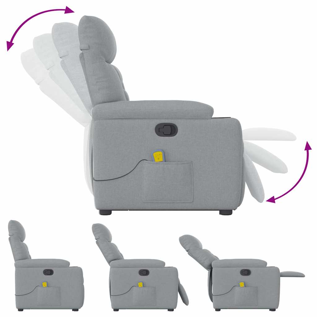Poltrona Alzapersona Massaggi Reclinabile Grigio Chiaro Tessuto 3303042