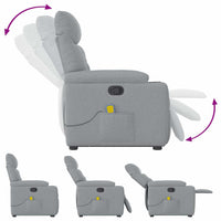 Poltrona Alzapersona Massaggi Reclinabile Grigio Chiaro Tessuto 3303042