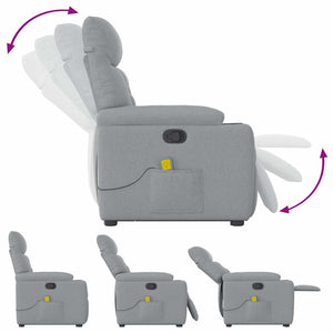 Poltrona Alzapersona Massaggi Reclinabile Grigio Chiaro Tessuto 3303042