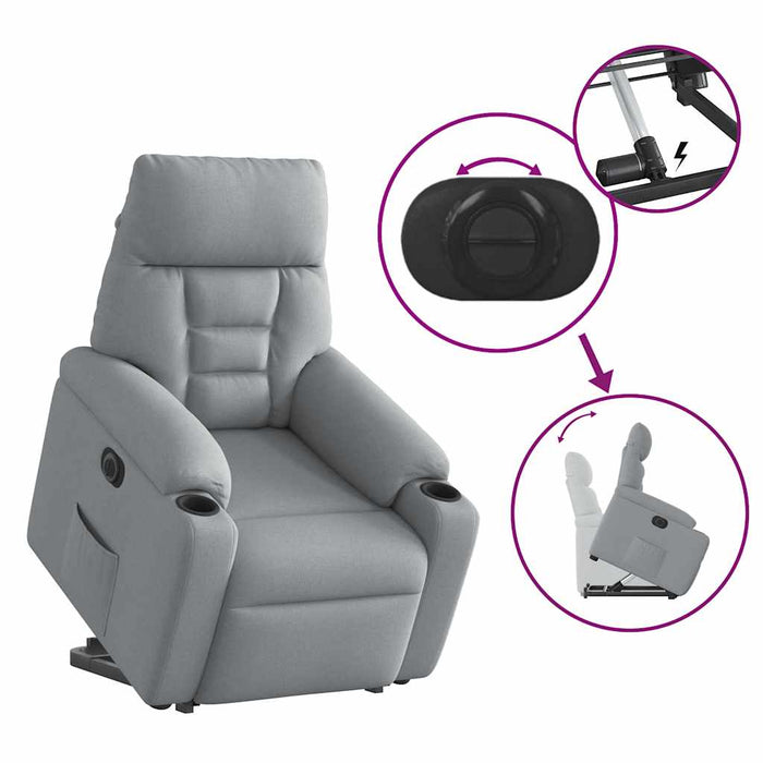 Poltrona Reclinante Alzapersona Elettrica Grigio Chiaro Tessuto 3303052