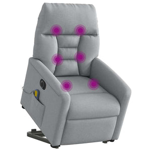Poltrona Alzapersona Massaggi Elettrica Grigio Chiaro Tessuto 3303062