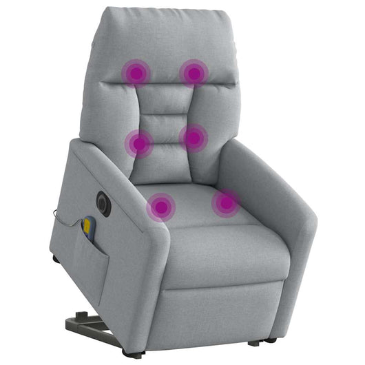 Poltrona Alzapersona Massaggi Elettrica Grigio Chiaro Tessuto 3303062