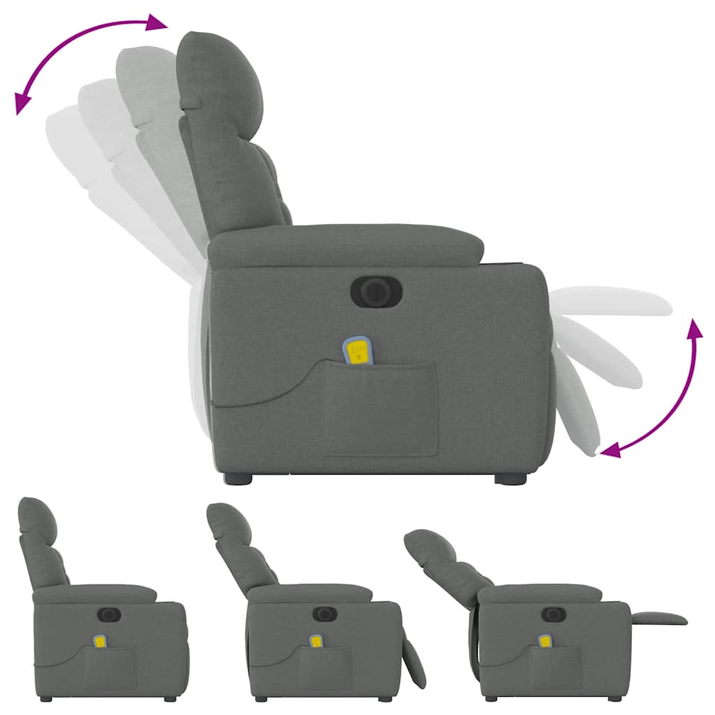 Poltrona Alzapersona Massaggi Elettrica Grigio Scuro Tessuto 3303063