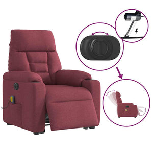 Poltrona Alzapersona Massaggiante Elettrica Rosso Vino Tessuto 3303065