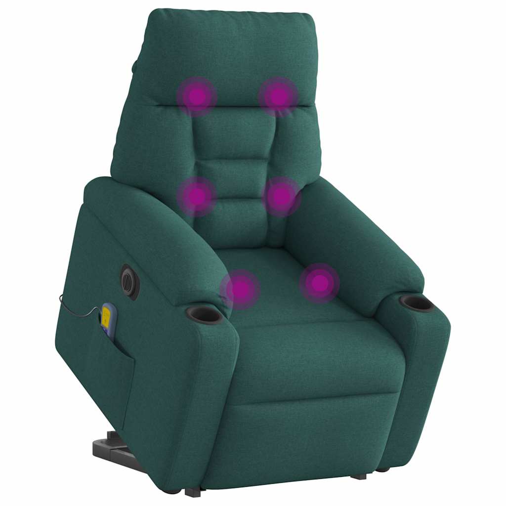 Poltrona Alzapersona Massaggiante Elettrica Verde Scuro Tessuto 3303068