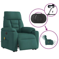 Poltrona Alzapersona Massaggiante Elettrica Verde Scuro Tessuto 3303068