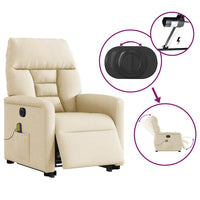 vidaXL Poltrona Alzapersona Massaggiante Elettrica Crema in Tessuto