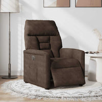 vidaXL Poltrona Reclinabile Elettrica Marrone in Tessuto di Microfibra