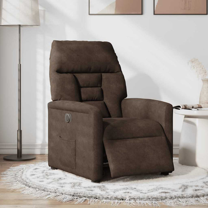 vidaXL Poltrona Reclinabile Elettrica Marrone in Tessuto di Microfibra