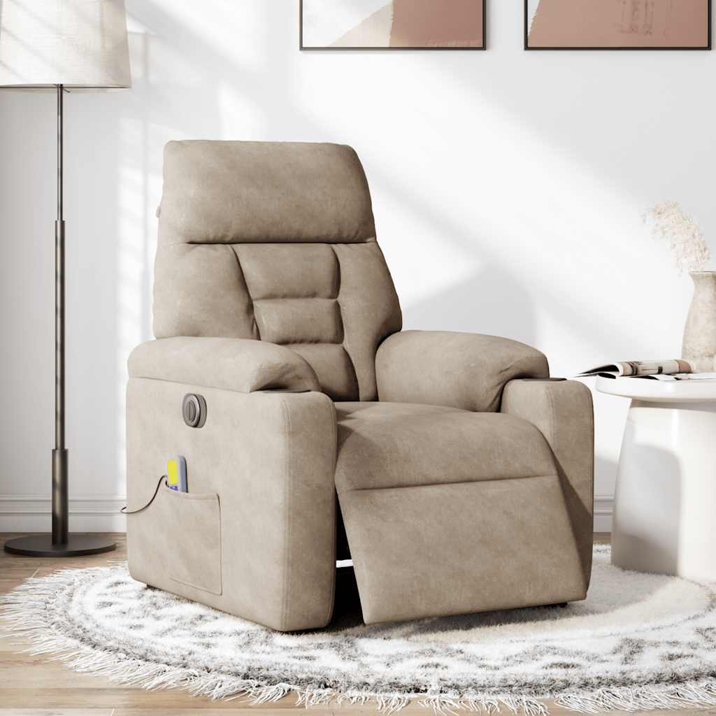 Poltrona Reclinabile Massaggiante Elettrica Tortora Microfibra