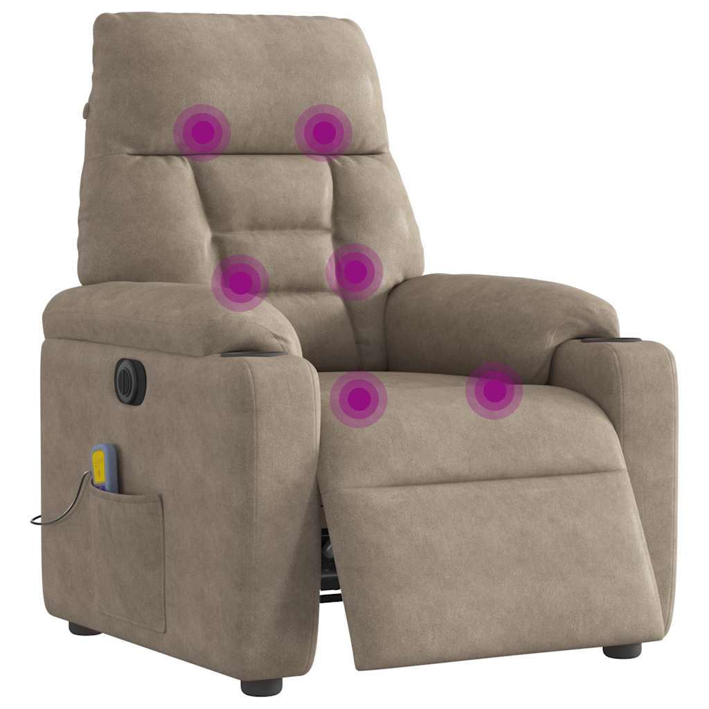 Poltrona Reclinabile Massaggiante Elettrica Tortora Microfibra