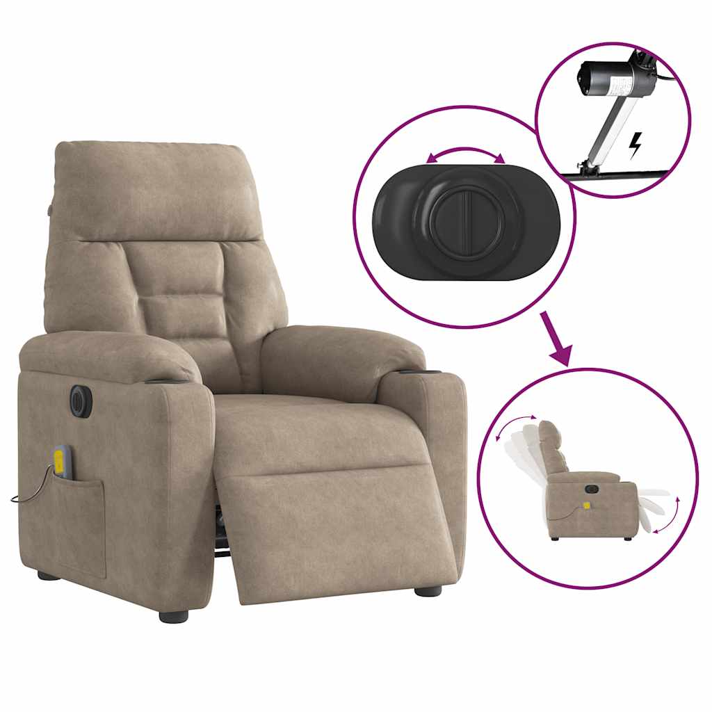 Poltrona Reclinabile Massaggiante Elettrica Tortora Microfibra