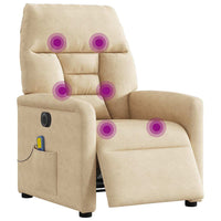 vidaXL Poltrona Reclinabile Massaggiante Elettrica Crema Microfibra