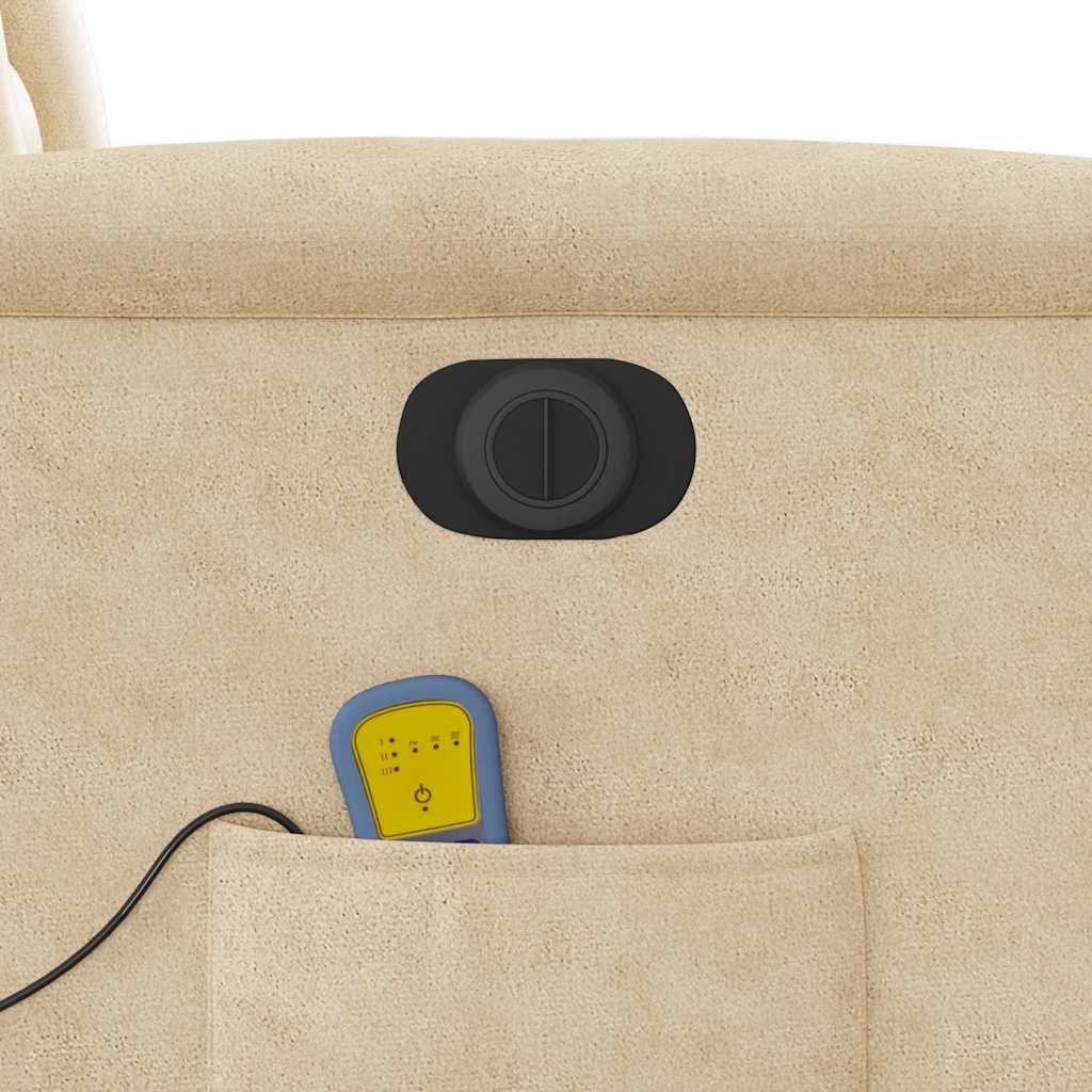 vidaXL Poltrona Reclinabile Massaggiante Elettrica Crema Microfibra