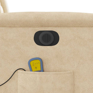 vidaXL Poltrona Reclinabile Massaggiante Elettrica Crema Microfibra