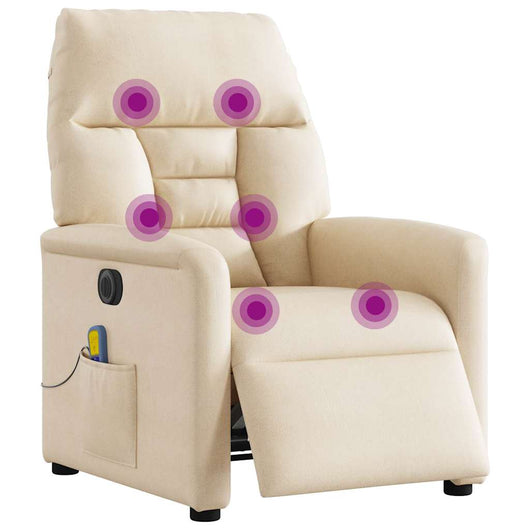 vidaXL Poltrona Reclinabile Massaggiante Elettrica Beige Microfibra