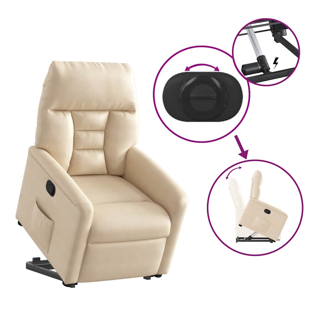 vidaXL Poltrona Alzapersona Reclinabile Beige in Tessuto Microfibra