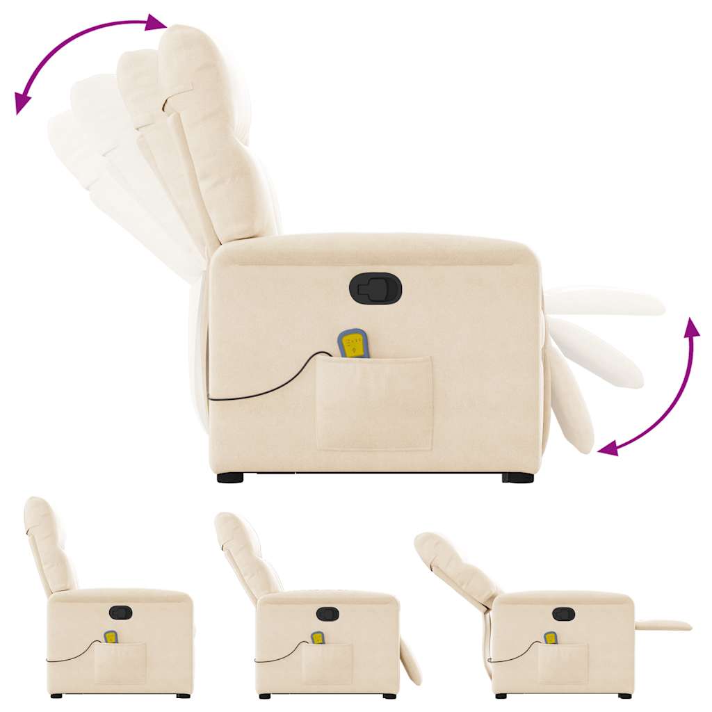 vidaXL Poltrona Alzapersona Reclinante Massaggiante Beige Microfibra
