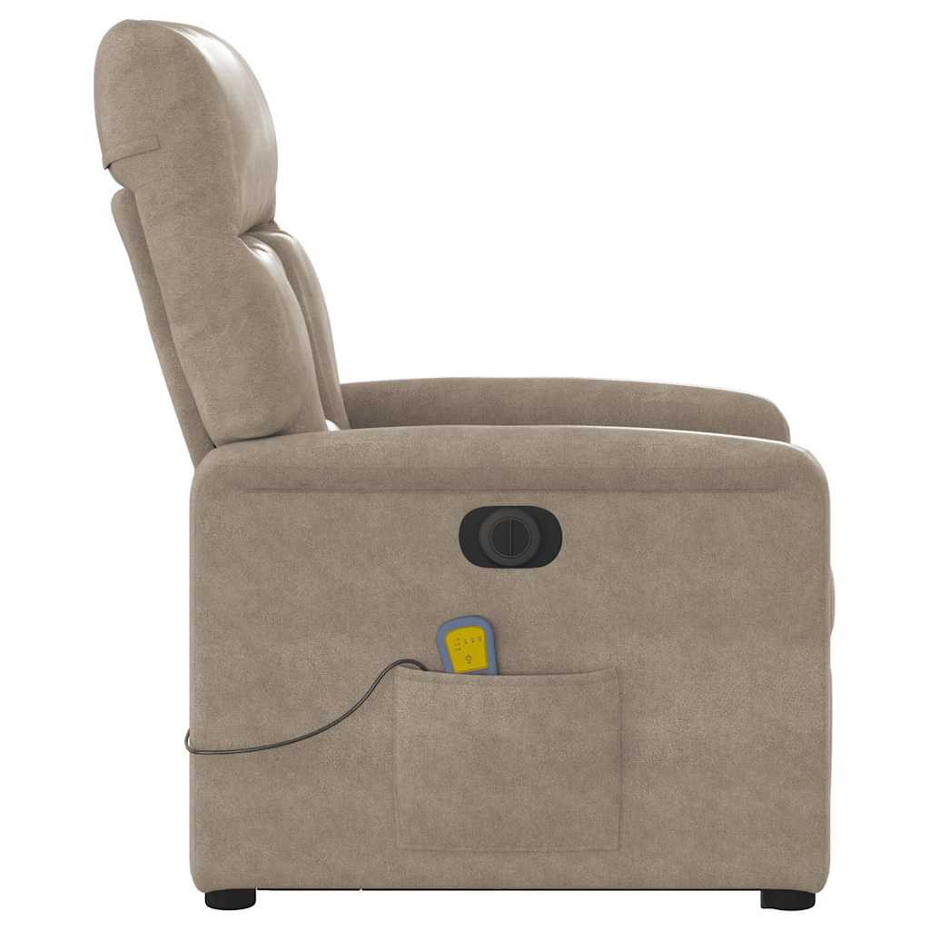 vidaXL Poltrona a Rialzo Reclinabile Massaggiante Tortora Microfibra