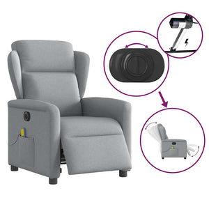 Poltrona Reclinabile Massaggio Elettrica Grigio Chiaro Tessuto 3303124