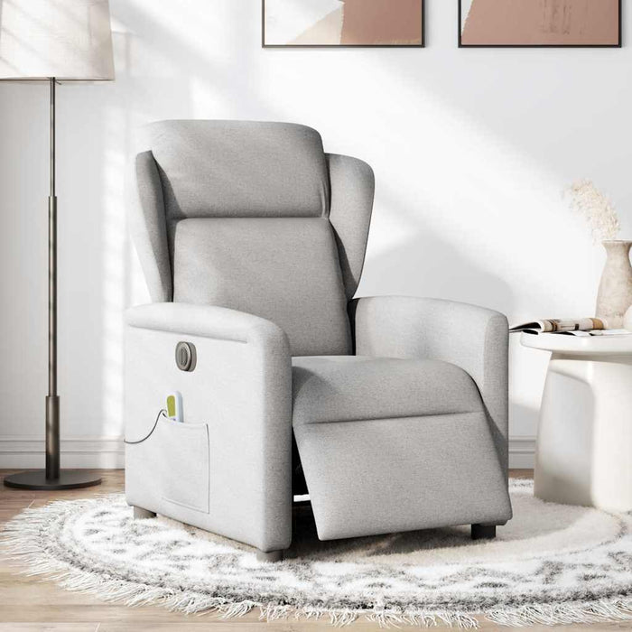 Poltrona Reclinabile Massaggio Elettrica Grigio Nuvola Tessuto 3303133