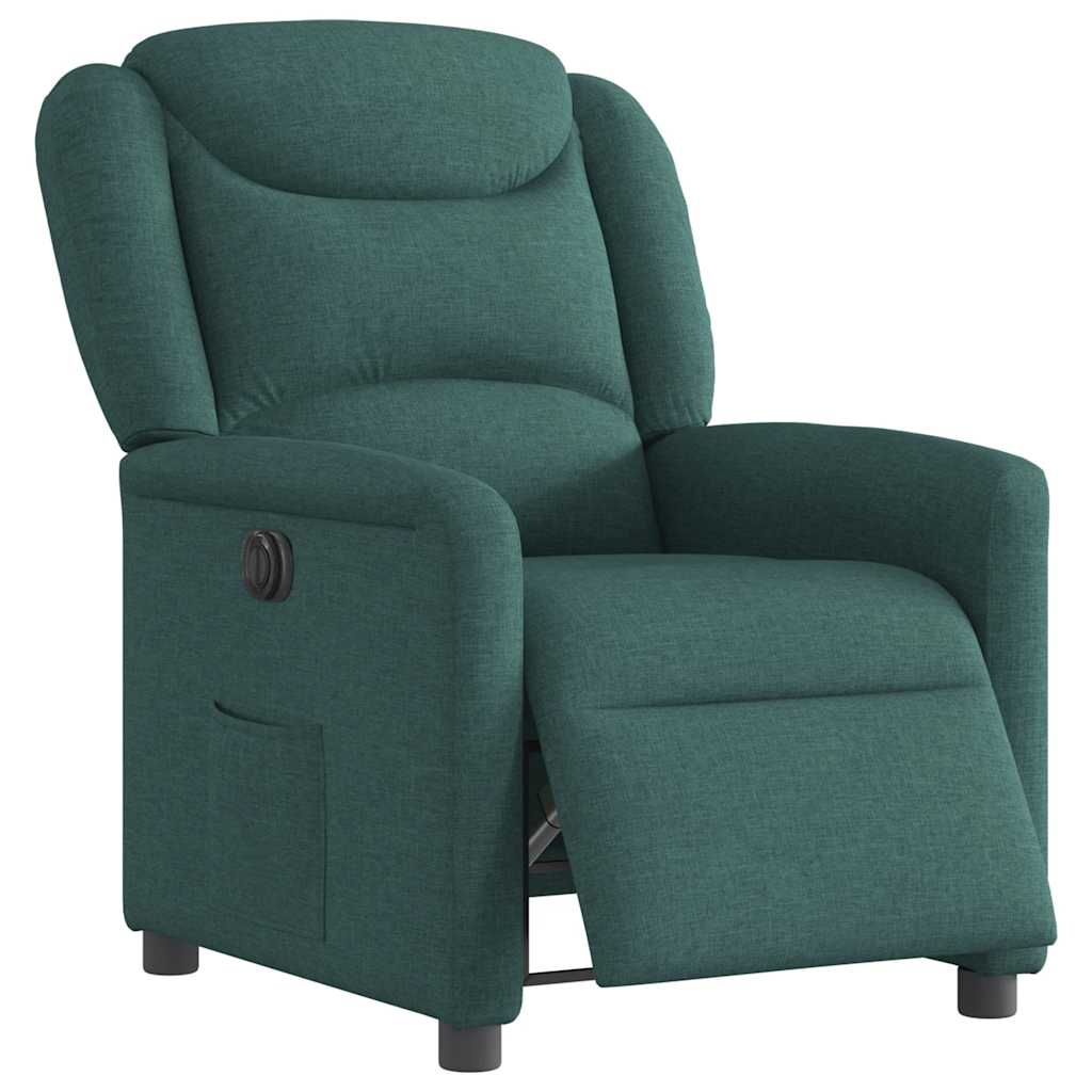 vidaXL Poltrona Elettrica Reclinabile Verde Scuro in Tessuto