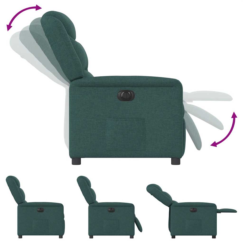 vidaXL Poltrona Elettrica Reclinabile Verde Scuro in Tessuto