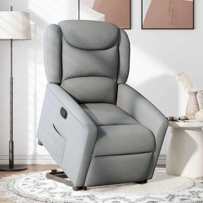 vidaXL Poltrona Alzapersona Reclinabile Grigio Chiaro in Tessuto