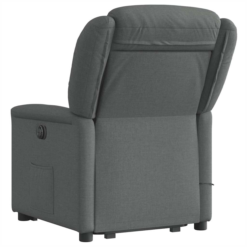 vidaXL Poltrona Alzapersona Massaggi Reclinabile Grigio Scuro Tessuto