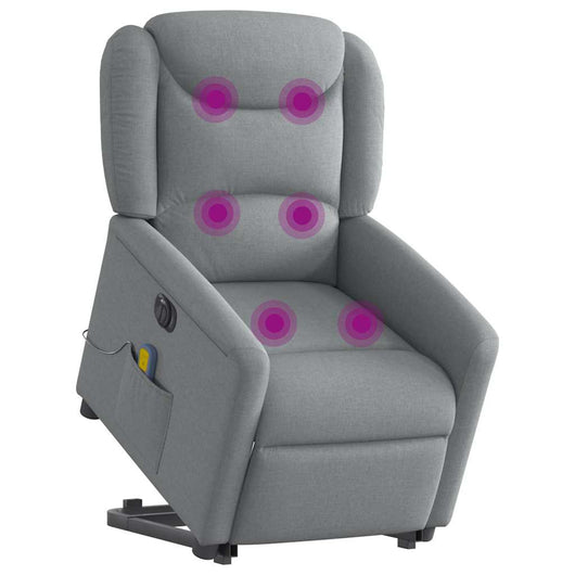 Poltrona Alzapersona Massaggi Elettrica Grigio Chiaro Tessuto 3303224