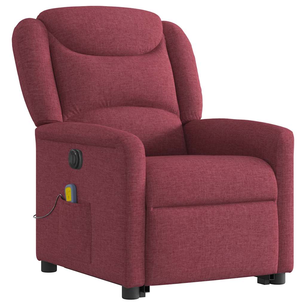 Poltrona Alzapersona Massaggiante Elettrica Rosso Vino Tessuto 3303227