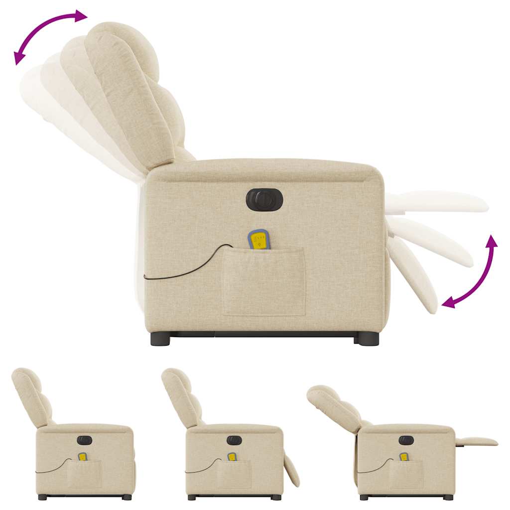 Poltrona Alzapersona Massaggiante Elettrica Crema in Tessuto 3303232