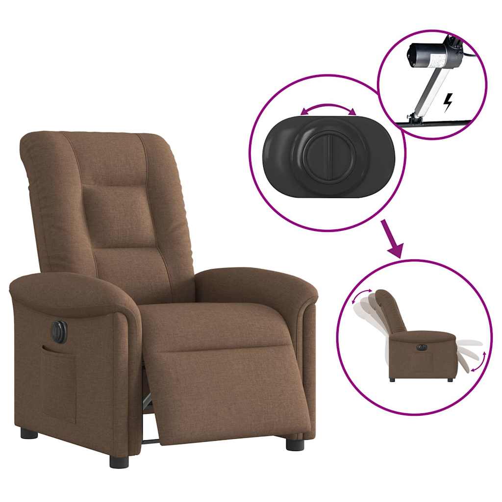 Poltrona Elettrica Reclinabile Marrone in Tessuto 3303238