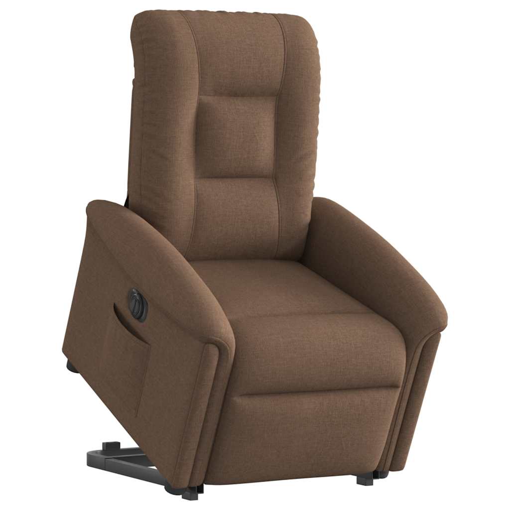 vidaXL Poltrona Alzapersona Reclinabile Elettrica Marrone Tessuto