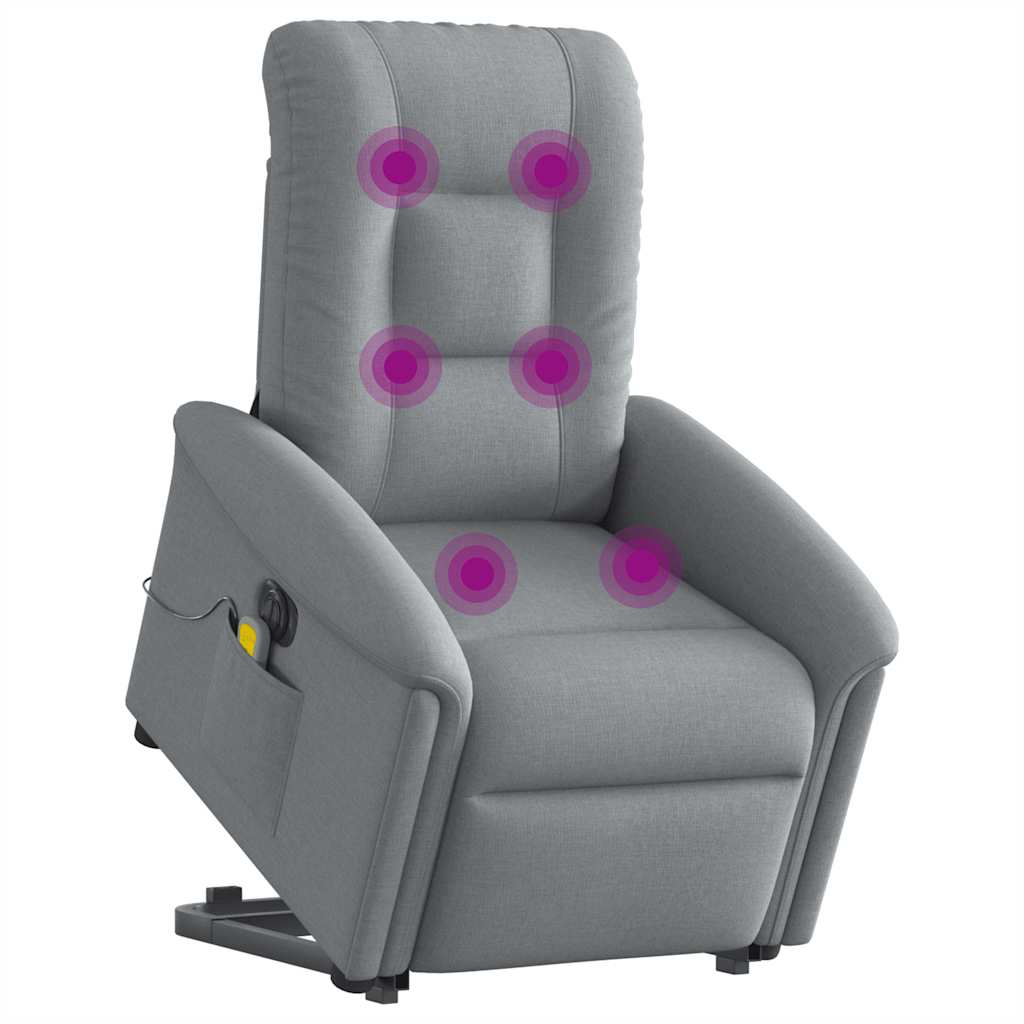 Poltrona Alzapersona Massaggi Elettrica Grigio Chiaro Tessuto 3303284