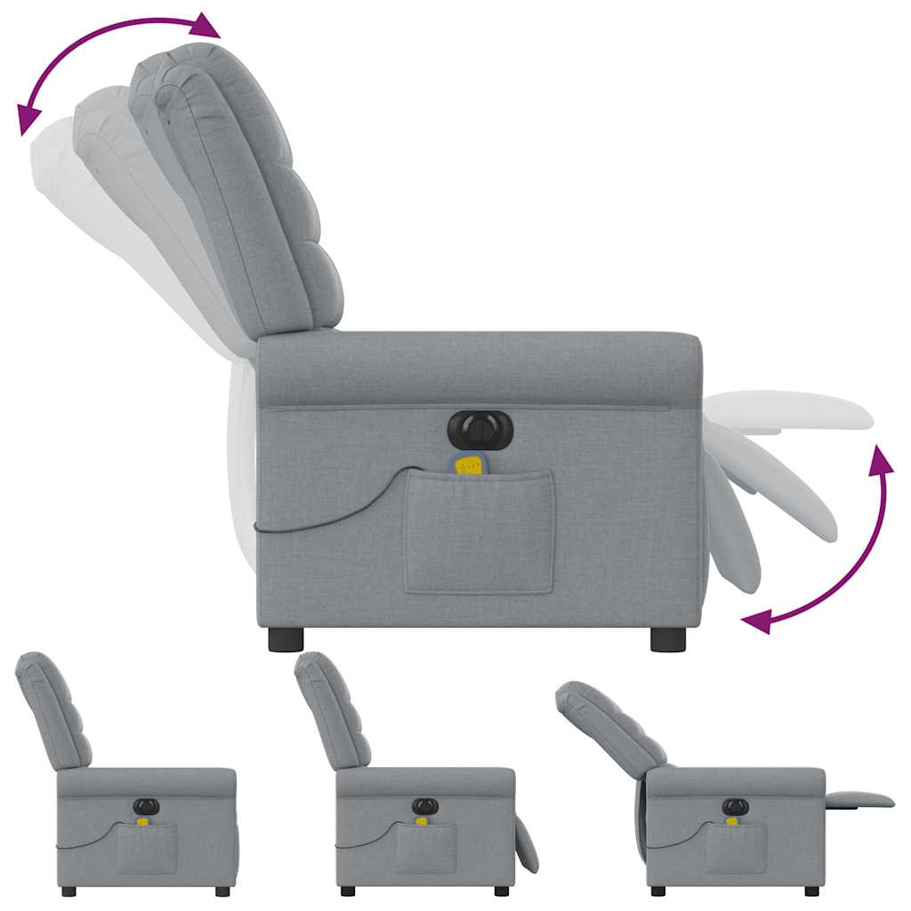 Poltrona Reclinabile Massaggio Elettrica Grigio Chiaro Tessuto 3303304
