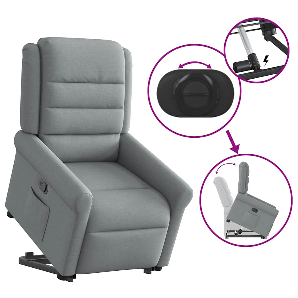 Poltrona Alzapersona Reclinabile Grigio Chiaro in Tessuto 3303314