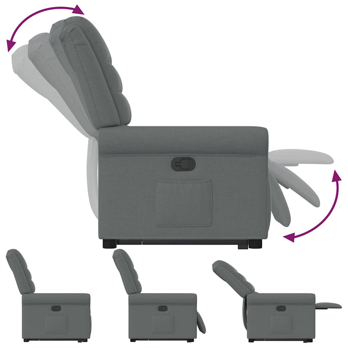 Poltrona Alzapersona Reclinabile Grigio Scuro in Tessuto 3303315