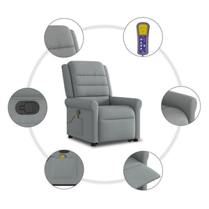 Poltrona Alzapersona Massaggi Reclinabile Grigio Chiaro Tessuto 3303324