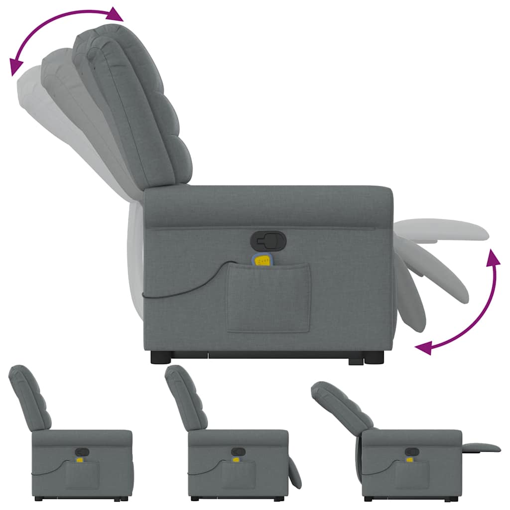 Poltrona Alzapersona Massaggi Reclinabile Grigio Scuro Tessuto 3303325