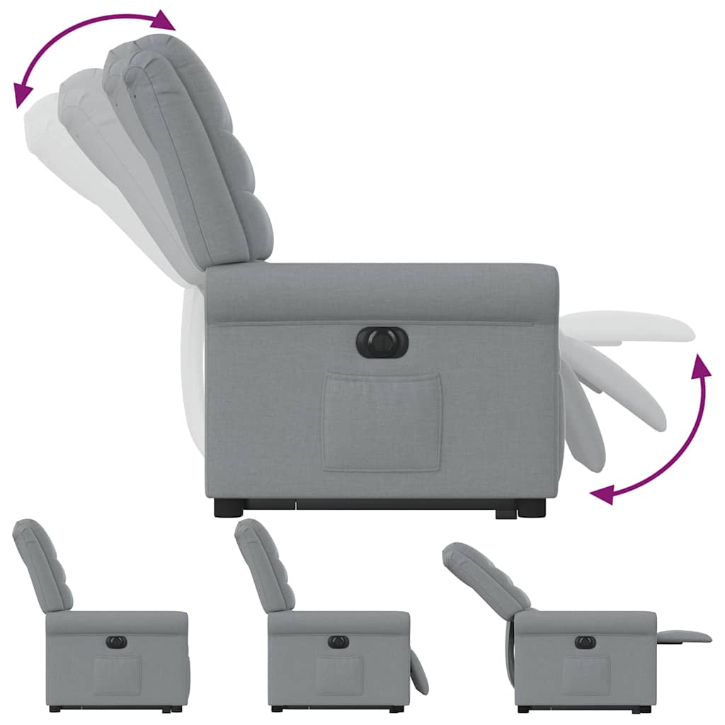 vidaXL Poltrona Reclinante Alzapersona Elettrica Grigio Chiaro Tessuto