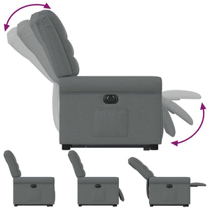 vidaXL Poltrona Alzapersona Reclinabile Elettrica Grigio Scuro Tessuto