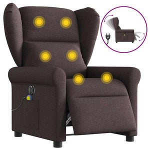Poltrona Massaggio Reclinabile Elettrica Marrone Scuro Tessuto 3303369