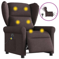 vidaXL Poltrona Massaggio Reclinabile Elettrica Marrone Scuro Tessuto