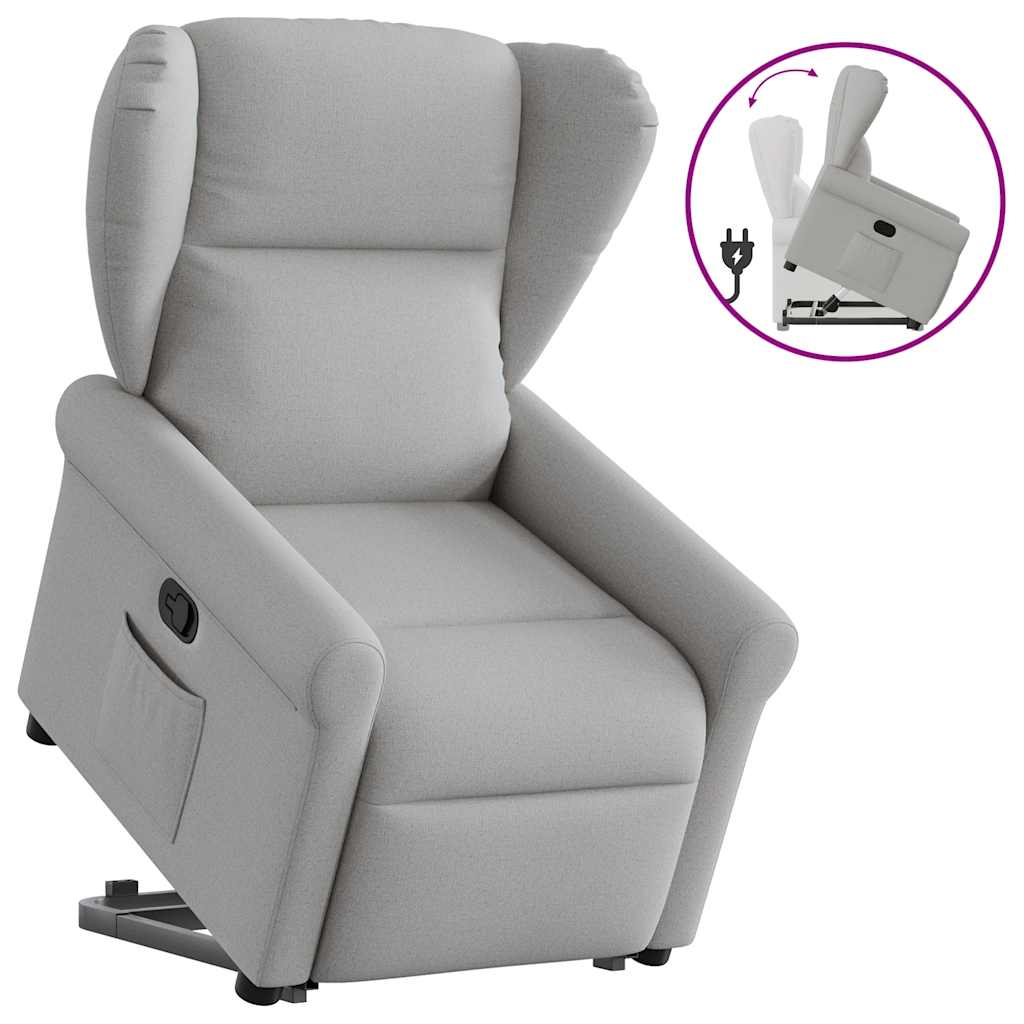 Poltrona Alzapersona Reclinabile Grigio Nuvola in Tessuto 3303383