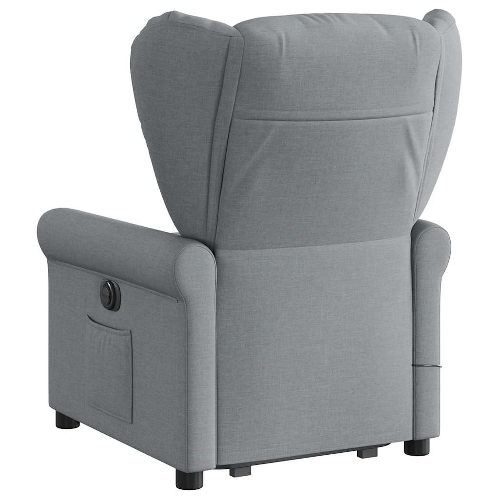 Poltrona Alzapersona Massaggi Reclinabile Grigio Chiaro Tessuto 3303384