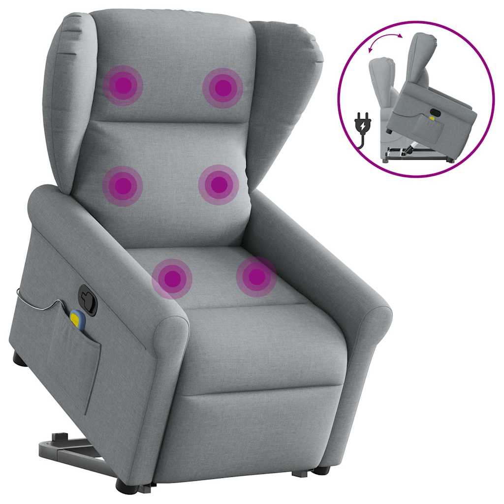 Poltrona Alzapersona Massaggi Reclinabile Grigio Chiaro Tessuto 3303384