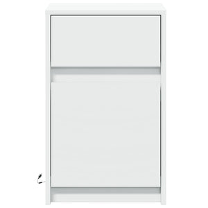 Comodino con Luci LED-Tavolino da notte Bianco in Legno Multistrato 866914