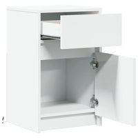 Comodino con Luci LED-Tavolino da notte Bianco in Legno Multistrato 866914