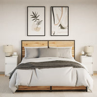 Comodini con Luci LED 2pz Bianchi in Legno Multistrato 851999